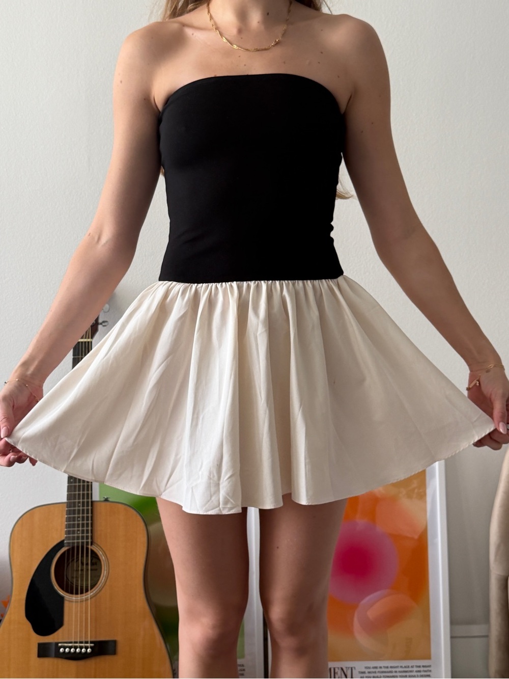 Women's Mini Skirt in Ivory and Black
